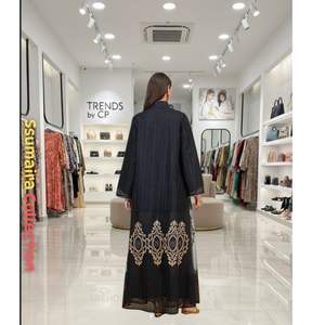 Vestido Abaya Maxi con Silueta en A, Patrón Geométrico y Dobladillo Bordado CP, Tendencias 2026, para la Noche, Transpirable, Elegante y Modesto - Product Image 2