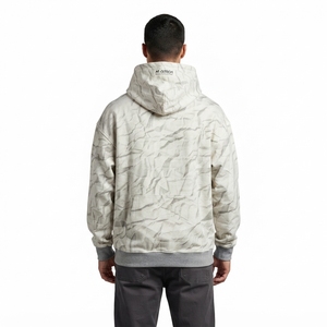 Sweat-shirt à capuche blanc pour homme avec imprimé abstrait sur toute la surface, poche kangourou, style streetwear décontracté - Product Image 2