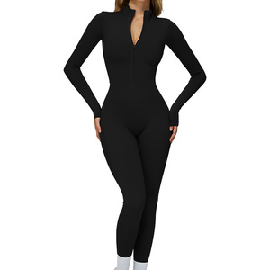 Mono deportivo cálido para mujer, enterizo elástico de yoga, pantalón acampanado, conjunto casual de cintura alta - Product Image 1