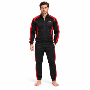 Survêtement moderne pour homme avec fermeture éclair, panneaux latéraux contrastés, couleurs coordonnées et style streetwear urbain distinctif - Product Image 1