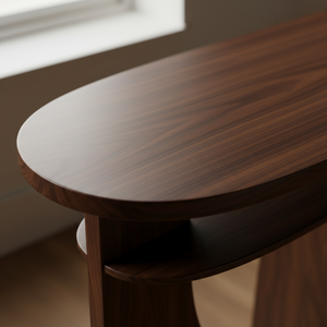 Table console, table d'appoint, table basse moderne en bois d'hévéa durable, MDF et placage de chêne, couleur marron - Product Image 5