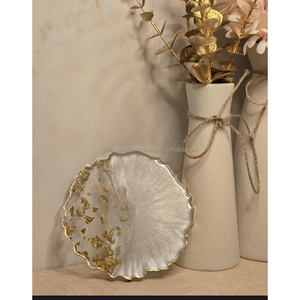 Posavasos de resina hechos a mano con purpurina y borde elegante | Drinkware Decoración de mesa moderna Juego de accesorios de resina artística - Product Image 6