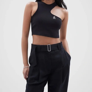 Camiseta sin mangas informal de algodón y spandex transpirable de secado rápido y ecológica para mujer - Product Image 1