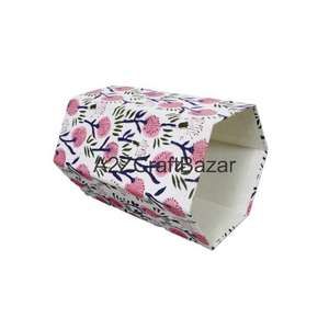 Cubo de Basura Plegable Hexagonal de Cartón y Papel de Algodón Ecológico Hecho a Mano en India, con Patrones Impresos DIY para Interiores/Exteriores - Product Image 5