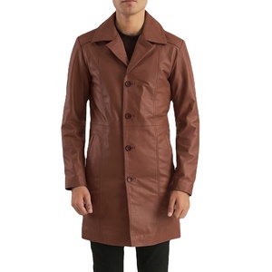 Chaqueta de Cuero Genuino Tipo Gabardina – Cuello Vuelto con Botones para Invierno, Personalizable OEM ODM al por Mayor - Product Image 2