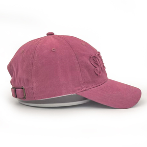 Gorra de Béisbol Rosa de 6 Paneles con Logotipo Bordado, Tela de Sarga, Ajustable, Unisex, para Adultos, Estilo Casual - Product Image 2