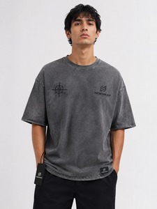 T-shirts délavés à l'acide pour hommes, nouvelle collection 2026, tendance, 100% coton, séchage rapide, respirants, faible MOQ, qualité supérieure - Product Image 1