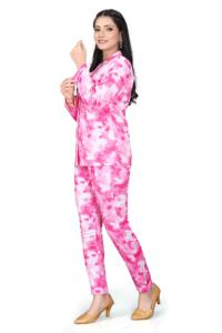 Ensemble coordonné pour femme en tissu extensible rose à fleurs, extensible dans 4 directions, 2 pièces, col rond, respirant, ensemble de pantalon de sport pour femmes, taille plus - Product Image 4