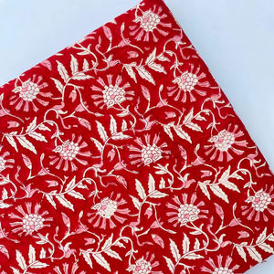 Tissu en coton imprimé à la main de Jaipur, Inde, écologique, respirant, motif floral, doux pour l'été, idéal pour la décoration intérieure et les sacs - Product Image 1