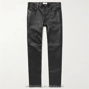 Pantalon en cuir de vachette taille haute pour homme, style décontracté, qualité supérieure, pantalon de moto, vente en gros, couleur noire, pantalon en cuir tendance - Product Image 2