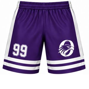 Men Purple Sublimated Ice Hockey <b>Shorts</b> <b>Polyester</b> Striped Athletic Team Sports <b>Shorts</b> Training Game Wear Sports Clothing - Product Image 1