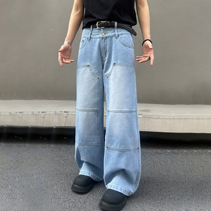 2025 New Arrived Straight Leg Loose Fit Denim <b>Jeans</b> for Men High Street Style Dirty Stone Washed Baggy <b>Jeans</b> For Men - Product Image 3