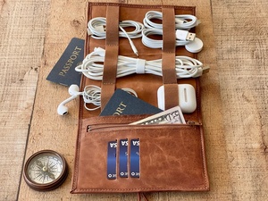 เคสหนังทำมือพร้อมสายชาร์จ,ที่ใส่บัตรเครดิตและหนังสือเดินทางเคสใส่กระเป๋าเดินทาง Adimani - Product Image 4