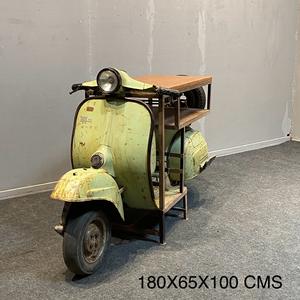 La Mejor Colección de Muebles Industriales Reciclados: Mesa de Bar Estilo Scooter, Estante para Vinos de Hierro Sólido Vintage, Mueble de Barra, Arte Antiguo del Himalaya - Product Image 1