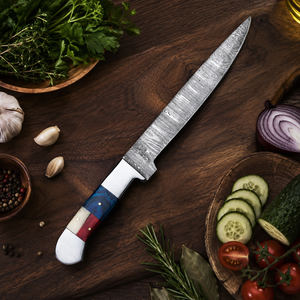 Couteau de chef japonais professionnel de 10 pouces en acier Damas, ultra-affûté, pour découper le brisket au barbecue, avec manche en résine - Product Image 6