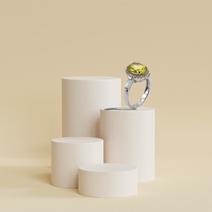 Luxury Yellow <b>Citrine</b> Color Oval Gemstone <b>Ring</b> in 925 Sterling Silver Rhodium Plated CZ Halo Design for Women - Product Image 4