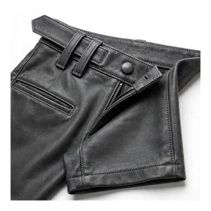 Pantalon en toile noir pour homme, taille haute, coupe droite, décontracté, braguette boutonnée, poids moyen, style été, 100% coton, délavé, coupe-vent - Product Image 6