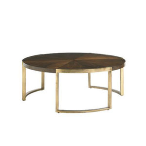 Minimalist Solid Wood Top Coffee <b>Table</b> With Metal <b>Gold</b> Base Home Living Room Decor Furniture Vintage Round <b>Side</b> <b>Table</b> - Product Image 1