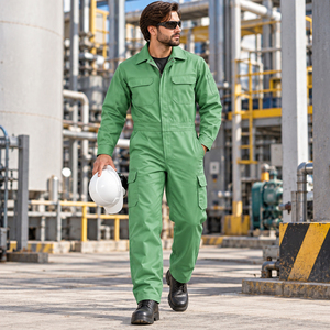 Overol de Trabajo de Algodón, Manga Larga, Verde, Transpirable, Uniforme de Mecánico, Ropa de Trabajo Industrial Resistente - Product Image 4