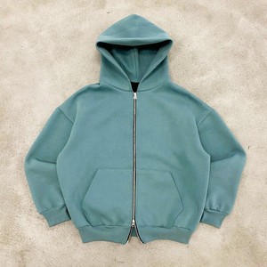 Sudadera con capucha de invierno estilo vintage al por mayor, con cremallera completa, OEM, para hombre, efecto lavado, mezcla de algodón, informal, retro - Product Image 3