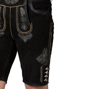 Pantalones de Cuero de Gamuza Auténtica con Aspecto Natural y Estilo Tradicional, Pantalones Cortos de Cuero Estilo Lederhosen - Product Image 5