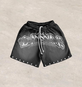 Pantalones Cortos Deportivos de Satén Negro para Hombre, Transpirables, de Punto, con Logotipo de Banda Blanca Estampado, de Secado Rápido, para Entrenamiento de Verano y Ropa Urbana - Product Image 2
