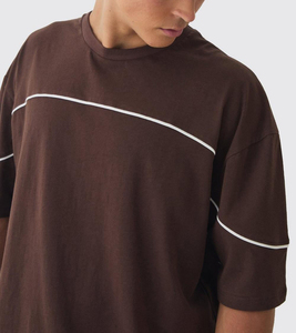 Camiseta de Manga Corta para Hombre, Color Marrón, Cuello Redondo, Corte Regular, Algodón Jersey, Estilo Casual, Ribete en Contraste, Logotipo Estampado en la Parte Delantera - Product Image 2