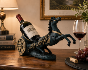 Porte-bouteille de vin en polyrésine de luxe en forme de chariot de chevaux, sculpture décorative, support à vin de table pour la décoration de bar à domicile - Product Image 6