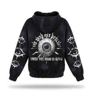 Sudadera con Capucha y Cremallera Oversize para Hombre, Diseño Gráfico, Mezcla de Algodón, Estilo Urbano, Ropa Casual, Unisex, Premium - Product Image 5