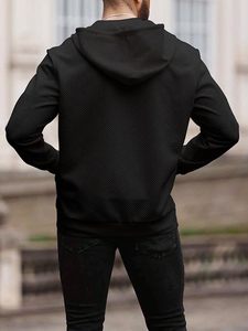 Sweat à capuche zippé pour homme en polaire, mélange de coton de haute qualité, double couture, personnalisable avec logo, style décontracté pour le quotidien - Product Image 4