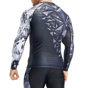 <b>Men</b> Full Sleeve <b>Compression</b> Rash Guard Geometric Print Eco-Friendly Breathable Quick Dry Sport <b>Shirt</b> Polyester Adult Fit - Product Image 3