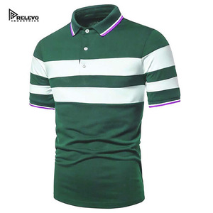 Relevo Industries Men's Short Sleeve <b>Polo</b> Shirt Cotton Turn-down Collar Blue <b>White</b> Red Trim For Men - Product Image 2