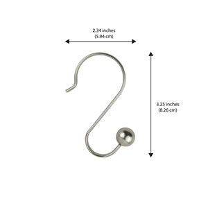 Set di 12 ganci per doccia in acciaio antiruggine a sfera di nichel - Product Image 3