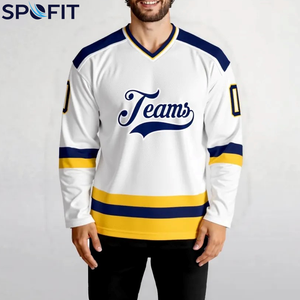Maillots de hockey sur glace personnalisés avec logo imprimé, haute qualité, 100% polyester, unisexe, vêtements d'équipe, manches longues - Product Image 2