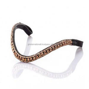 Estrás ostentosos con forma de onda de 3 filas, cristales de oro rosa de lujo, banda de cuero negro genuino para cejas de caballo, venta al por mayor - Product Image 5