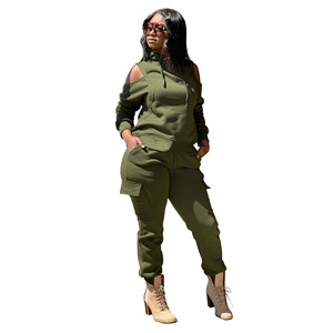 Ensemble de survêtement rose à capuche pour femme, manches longues, couleur unie, décontracté, en polaire, coupe ample avec poches - Product Image 5