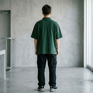 เสื้อเชิ้ตผู้ชายทรงบ็อกซี่คุณภาพสูง สีเขียวเข้ม สไตล์สตรีทแวร์ โอเวอร์ไซส์ วินเทจ พิมพ์ลายกราฟิก ผ้าถักเนื้อนุ่ม 100% ผ้าฝ้าย - Product Image 6
