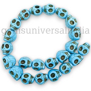Calavera de Turquesa Azul AAA Tallada a Mano, Gema de 18mm, Amuleto de Calavera de Cristal para Fabricación de Joyas, Venta al por Mayor, Piedra Suelta Tallada a Granel - Product Image 4