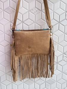 กระเป๋าถือหนังวัวมีพู่ห้อยทำจากหินสีเทอร์ควอยส์กระเป๋าถือสไตล์ตะวันตกสไตล์ยิปซีโบฮีเมียนกระเป๋าอเนกประสงค์ - Product Image 3