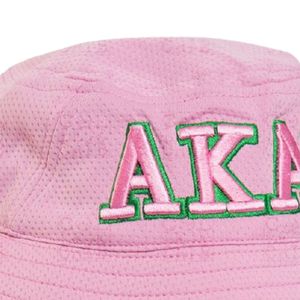 AKA Forest Green & Light Pink Raised 3D Embroidered <b>Bucket</b> <b>Hat</b> <b>Reversible</b> Greek Sorority Cap OEM ODM Wholesale - Product Image 4