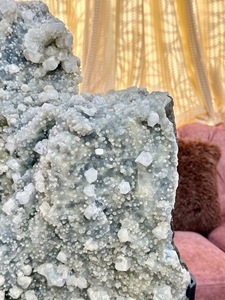 Large Polished Natural Blue Grey Apophyllite Chalcedony <b>Crystal</b> 25" Sparkling Meditation Stone for Home Decoration - Product Image 3