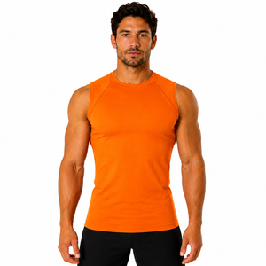 Custom Logo Mens Workout <b>Vest</b> Crew Neck Sleeveless Athletic Tank Top Vibrant Tone Gym Sleeveless Shirt Custom Gym Singlet - Product Image 1