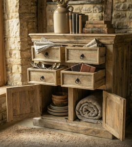 Mueble de Almacenamiento con Múltiples Cajones de Diseño Tradicional en Madera de Mango Sólida, Aparador Duradero que Ahorra Espacio para Sala de Estar, Muebles para el Hogar - Product Image 4