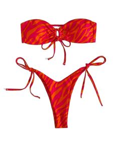 Conjunto de Bikini Bandeau con Estampado de Cebra para Niñas al por Mayor, Traje de Baño de Dos Piezas sin Tirantes Personalizado, Transpirable, de Secado Rápido, Ecológico, OEM, ODM - Product Image 5