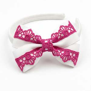 Encaje Guipur Geométrico Rosa Intenso de 15mm, Ecológico y Personalizable, Rollo de 20 Metros para Lazos para el Cabello, Diademas, Bolsos y Manualidades para Bebés - Product Image 4