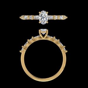 Anillo de Compromiso con Diamante de Corte Ovalado de 0.74ct, Oro Amarillo de 14k/18k, Diseño de Joyería Fina Personalizada con Múltiples Piedras para Boda o Aniversario - Product Image 3