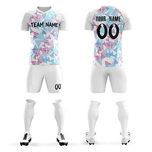 Conjunto de Camiseta de Fútbol Unisex Personalizada, Manga Corta, Estampado Geométrico Sublimado, Secado Rápido, Antibacteriano, Transpirable, Poliéster - Product Image 1