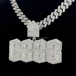 Luxe Hip Hop Offre Spéciale Numéro de Chance Pass Personnalisé Baguette Diamant Glacé Pendentif Pour Hommes Grand Pendentif Bijoux En Argent - Product Image 2