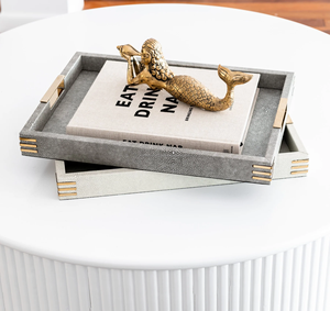 Wholesale Customized Size Eco-Friendly PU Leather Angel Style Travel Serving <b>Tray</b> Metal Handle Customized Color Custom Finish - Product Image 2