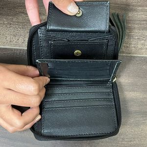 Portefeuille de luxe en cuir à carreaux fait main sur mesure, porte-cartes de crédit, porte-monnaie zippé, mini porte-monnaie pour femme, porte-clés - Product Image 6